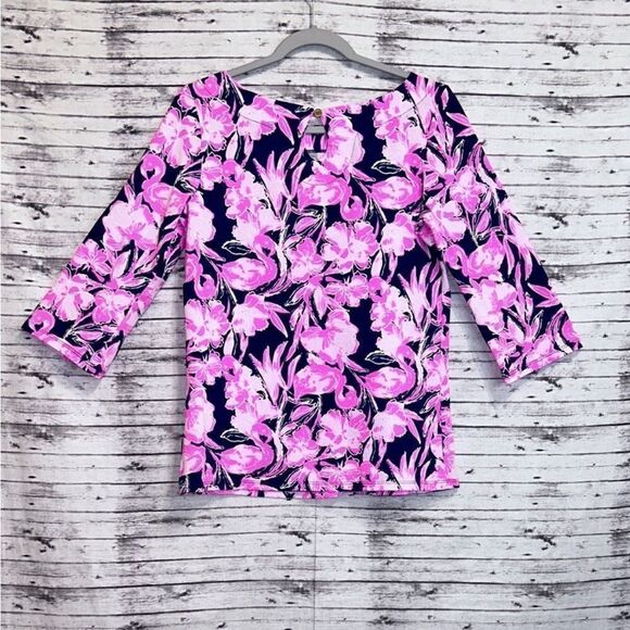 Lilly Pulitzer Waverly Top Flamingle - Picture 4 of 11